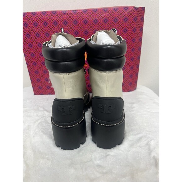 NEW Tory Burch Lug Sole Hiker Ankle Boot in New Ivory/ Perfect Black Size 10 - Picture 6 of 11